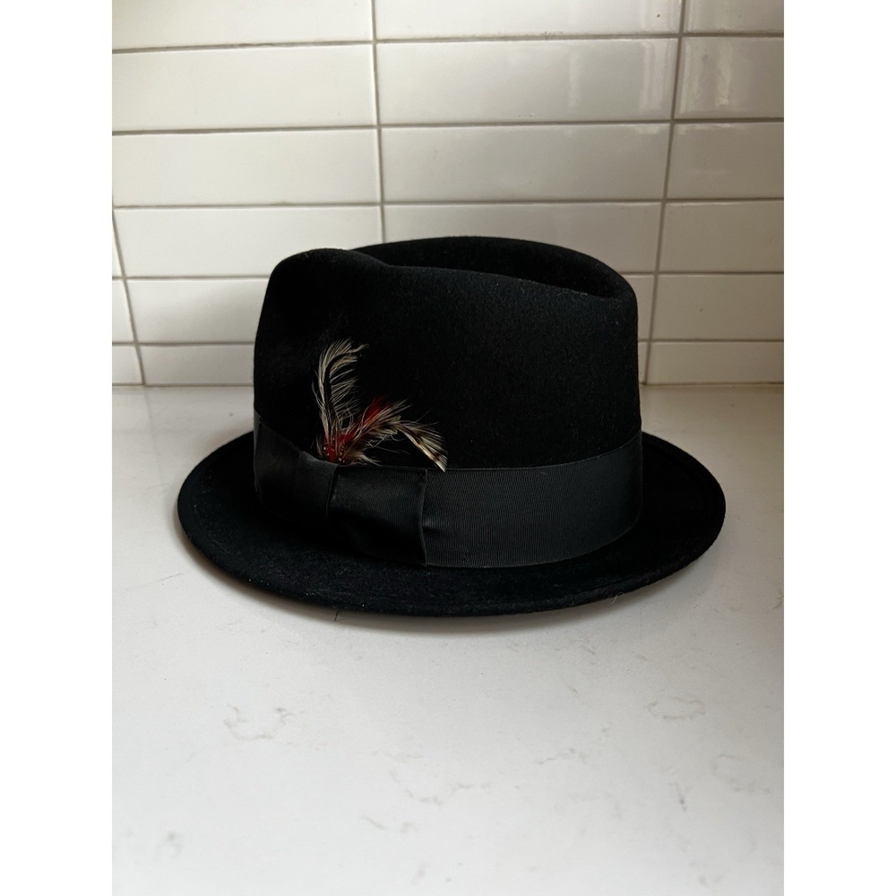 Goorin Bros. Fedora Hat "The Doctor" Black Large w/ Feathers - Picture 8 of 13